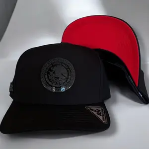 Mexico Hats Black Snapback for Men, Adjustable Fit, Classic Design, Featuring Red Front Panel and Unique Logo Detail