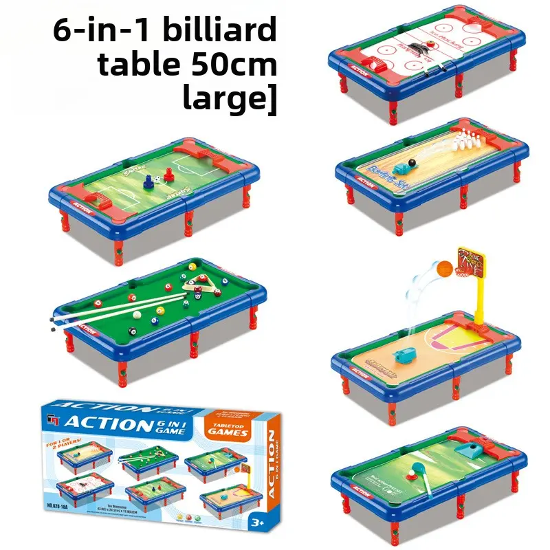 Enlightenment Early Education Children's 6-in-1 Play Table Tennis Table, Ice Hockey, Bowling, Football, Basketball, Golf Home Mini Educational Toys Table Tennis Table for Boys Aged 6-12 Desktop Game