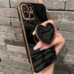 simple love pattern phone case, anti-fall decorative phone protector cover, phone accessories compatible with iphone, gifts for girl, protective, smartphone, black