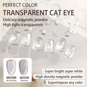 PERFECT COLOR White Cat Eye Gel Polish, 12ML Glitter Silver Holographic Magnetic Summer Nail Polish with Magnet Soak Off UV Transparence Gel Polish Shimmer Nail Art Manicure Salon DIY