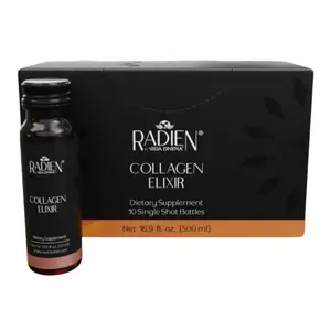Radien Collagen Elixir Vitamin Supplement 10 Single Shot Bottles 16.9 fl oz 500 ml Convenient On-the-Go Dietary Supplement