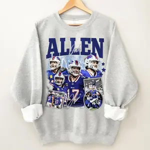 Josh Allen Buffalo Football Quarterback Sweatshirt, Vintage Photo Collage Fan Merch, Unisex Bill Player Graphic Pullover, Game Day Bill Apparel, Josh Allen Signature Top, Cozy Fleece for Buffalo Supporters, Retro Sports Fan Gift, Gift For Josh Allen Fans