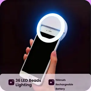 USB Rechargeable 36-LED Ring Light for Phone - Portable Selfie Lighting with 3 Color Modes, Perfect Night Selfie Enhancer & Gift for Her Cellphone tripod