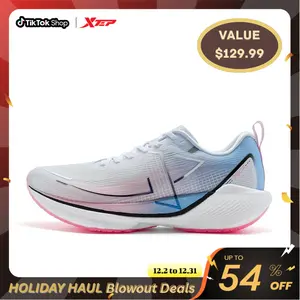 Xtep 360X 1.0 Men's Running Shoes White and Pink with Engineered Mesh Upper & T400 Carbon Plate for Speed and Performance