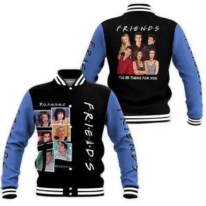 Friends TV Series Varsity Jacket Retro Sitcom Fans, Classic Streetwear Coat, Oversized Baseball Jacket Gift Idea