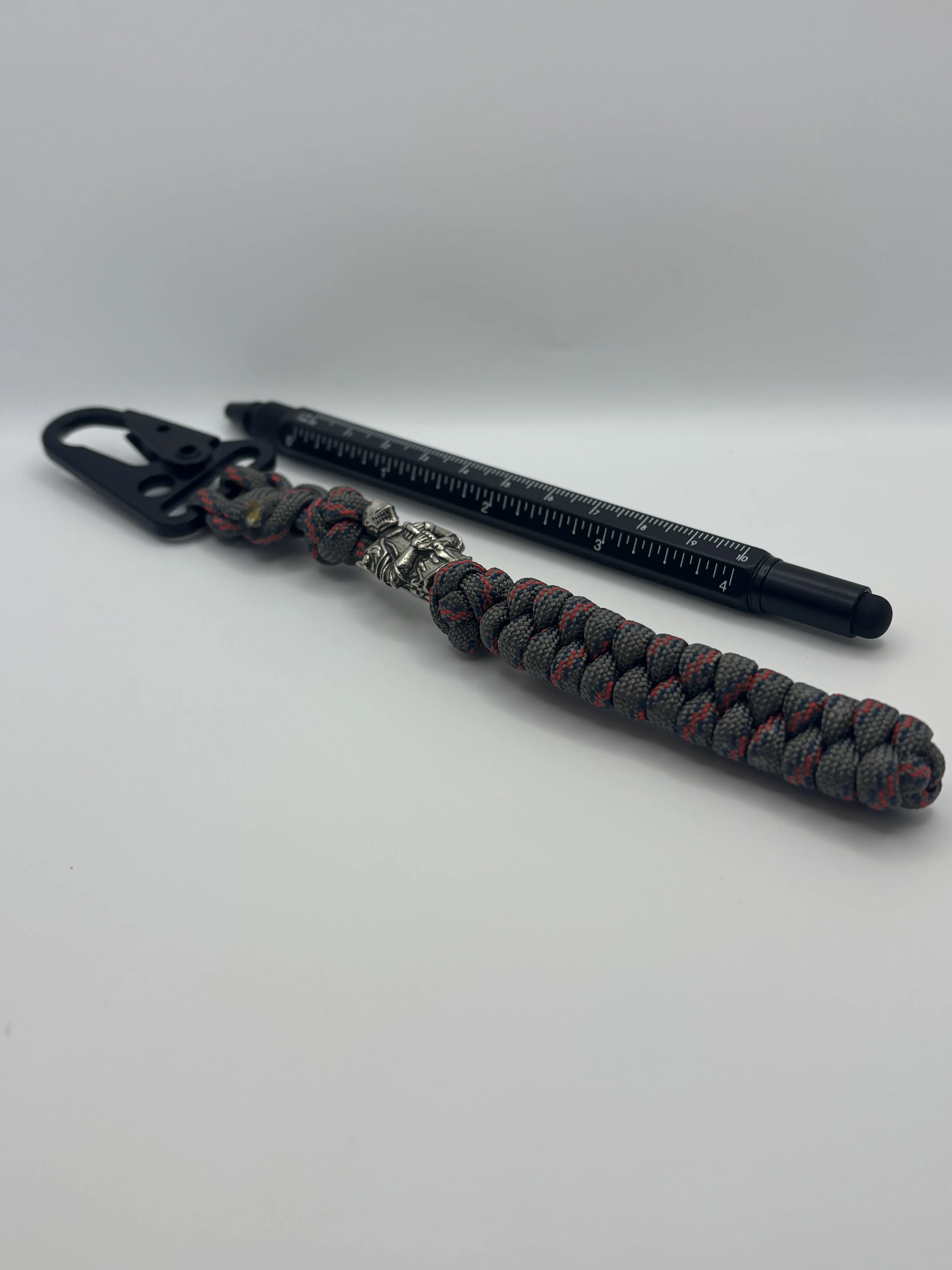 Rattlesnake Knot Keychain with Metal Rune Beads