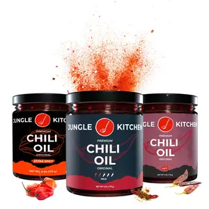 Jungle Kitchen Crunchy Garlic Chili Oil 6oz Variety Pack Sauce - Handcrafted Small-Batch Vegan Sauce, Gluten-Free, No MSG Flavor Dip Meat Asian Taffy Chicken
