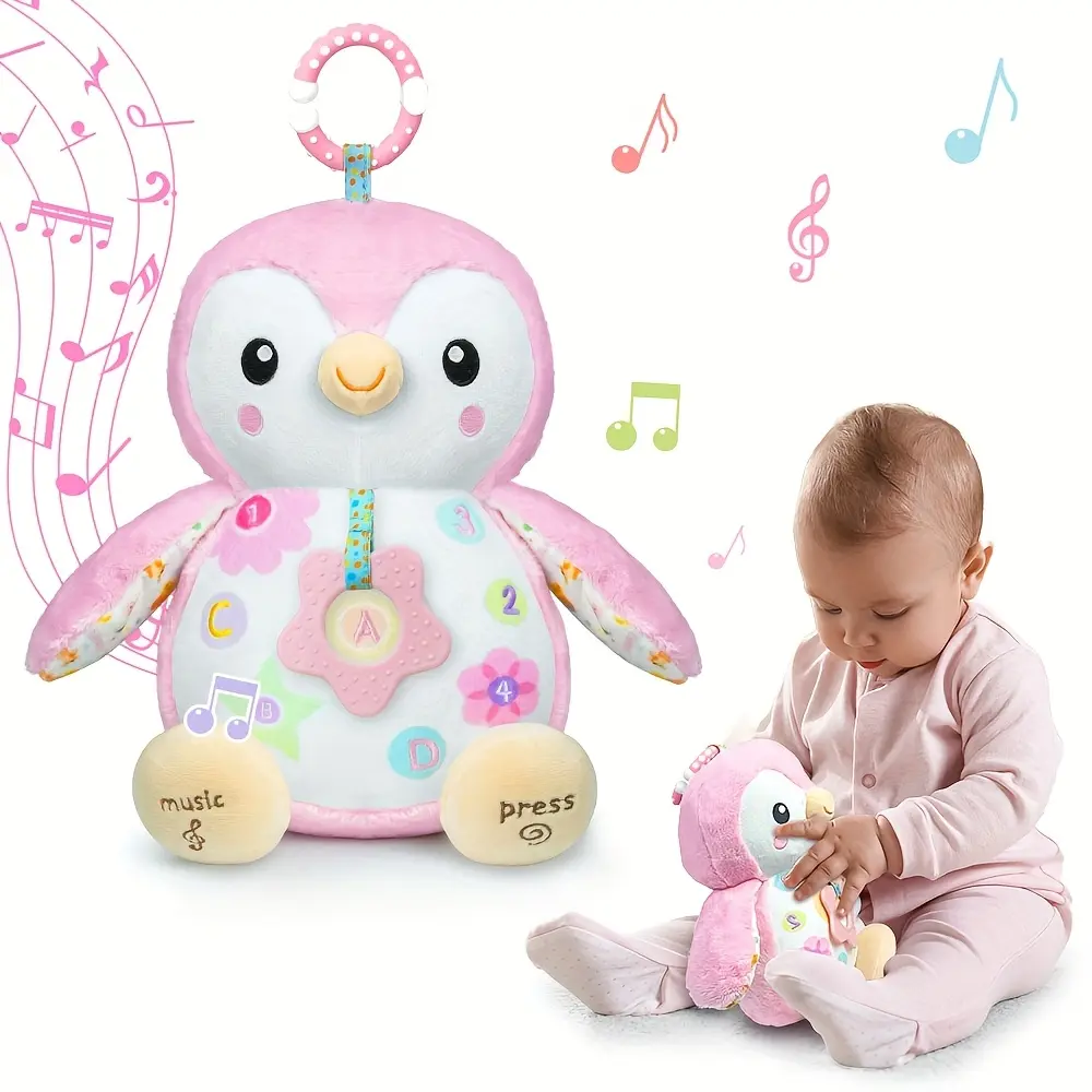 Penguin Baby Toys 0-6-12 Months, Stuffed Animal Plush Toy, Textured HangingRingRattles & Crinkle Sound Paper, Tummy Time Toys For Newborns Toys For 0-6.12Months Boy/Girls, Valentine'S Day, Halloween, Christmas, Easter, And Birthday Gifts