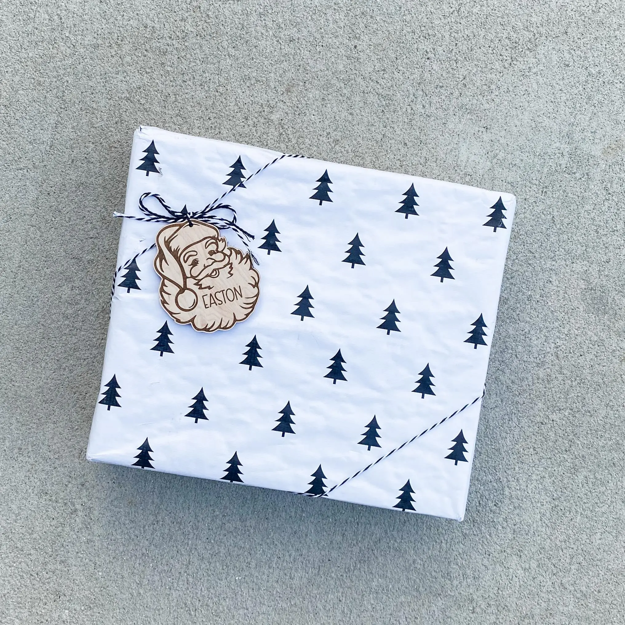 Personalized Santa Stocking Tag | Custom Name Wood Christmas Name Tag
