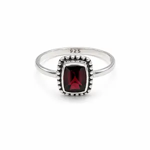 Yaya's One-of-a-Kind Garnet Sterling Silver Ring - Size 8.5 - ID 063