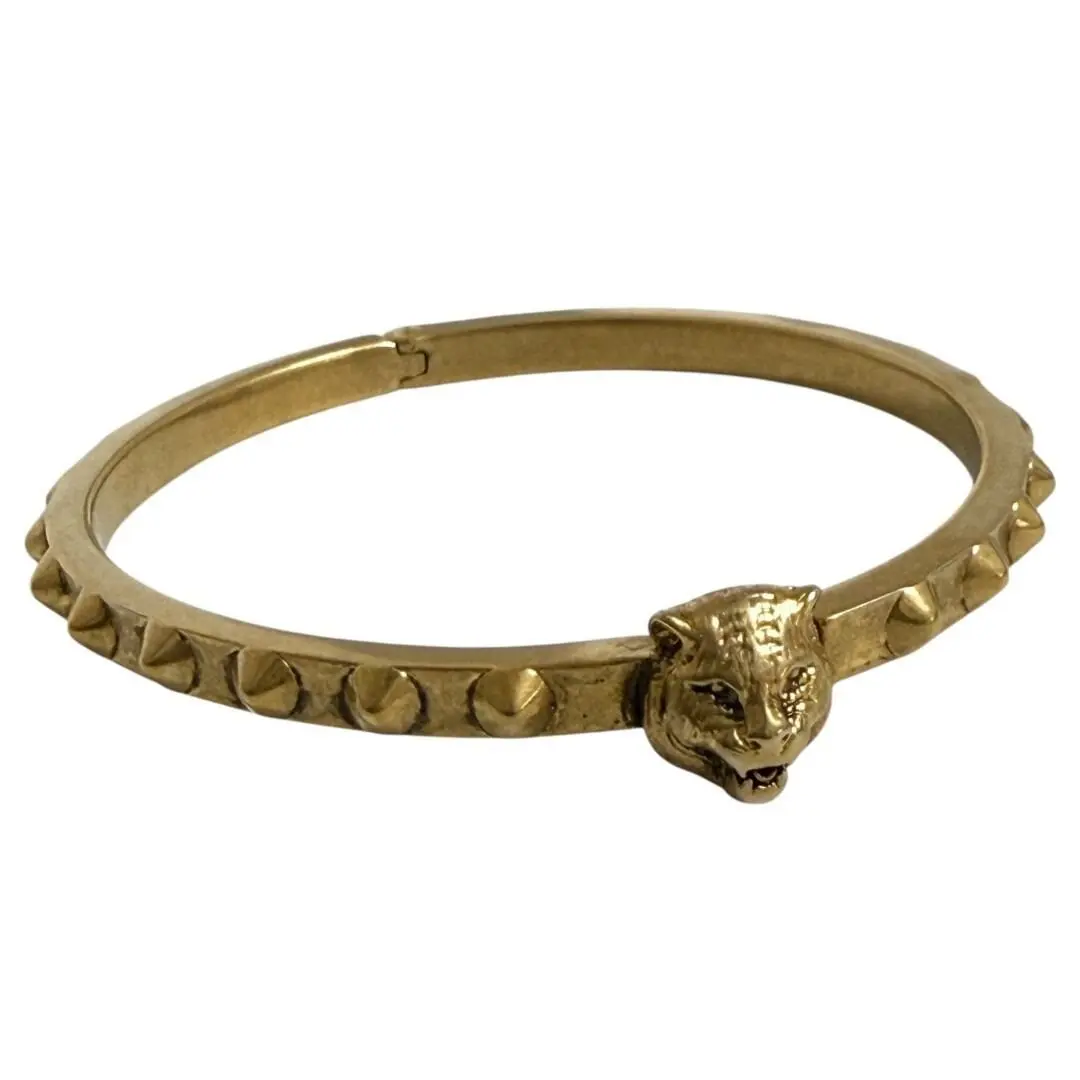 Pre-owned GUCCI Zinc Alloy Small Leather Goods Cat Head Bracelet