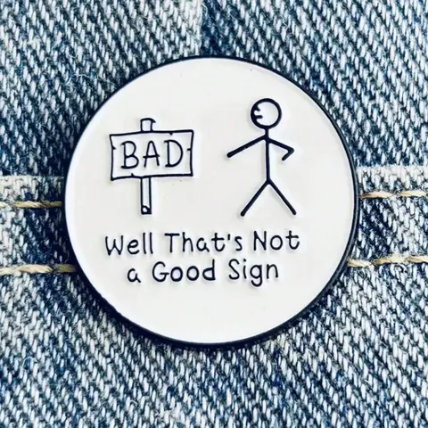 This Is Not A Good Omen Slogan Enamel Pin, Humorous Slogan Pin, Clothes Jewelry, Fashion Accessory, Alloy Brooch Pin, Trendy All-match & Exquisite Brooch for Birthday Gift, Brooch Pin Clip