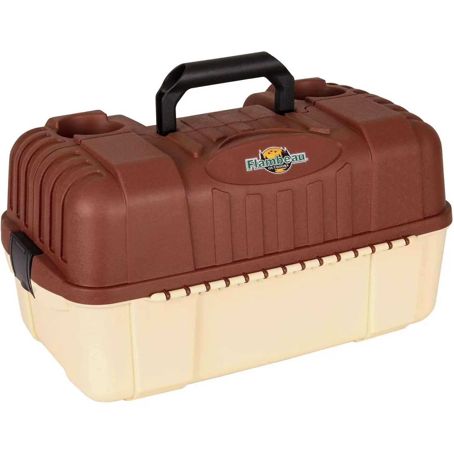 2059 Hip Roof 7-Tray Fishing Tackle Box - Large Portable All-Weather Fishing Lure Organizer, 61 Compartments, Beige/Terracota Brown