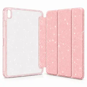 Cute Glitter iPad Case for 11th Generation 11 Inch and 10th Generation 10.9 Inch Clear TPU Slim Case with Pencil Holder Auto Wake Sleep Protection