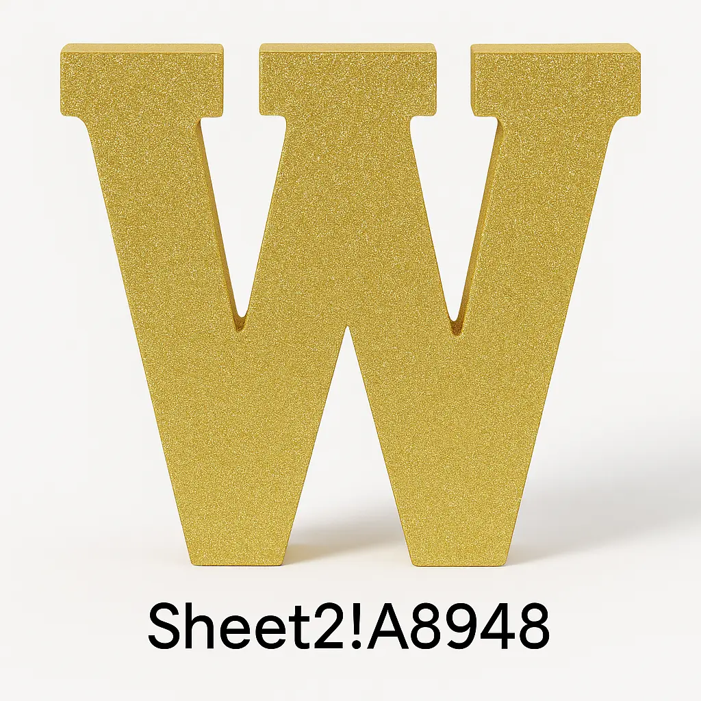 Glitter Gold Letter W MDF Sign - Hanging or Standing Decoration