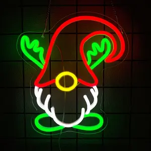 Christmas Gnome Neon Sign Christmas Wall Decor Party Gift Home Bedroom Men's Space Bar Commercial Venue LED Neon Signage Neon Light Sign