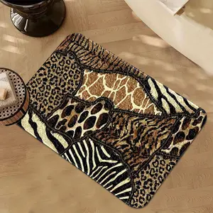 Leopard Print Non-slip Floor Mat, Rectangle Home Decor Carpet, Decorative Area Rug for Living Room Bedroom Office, Vanity Decor Accessories