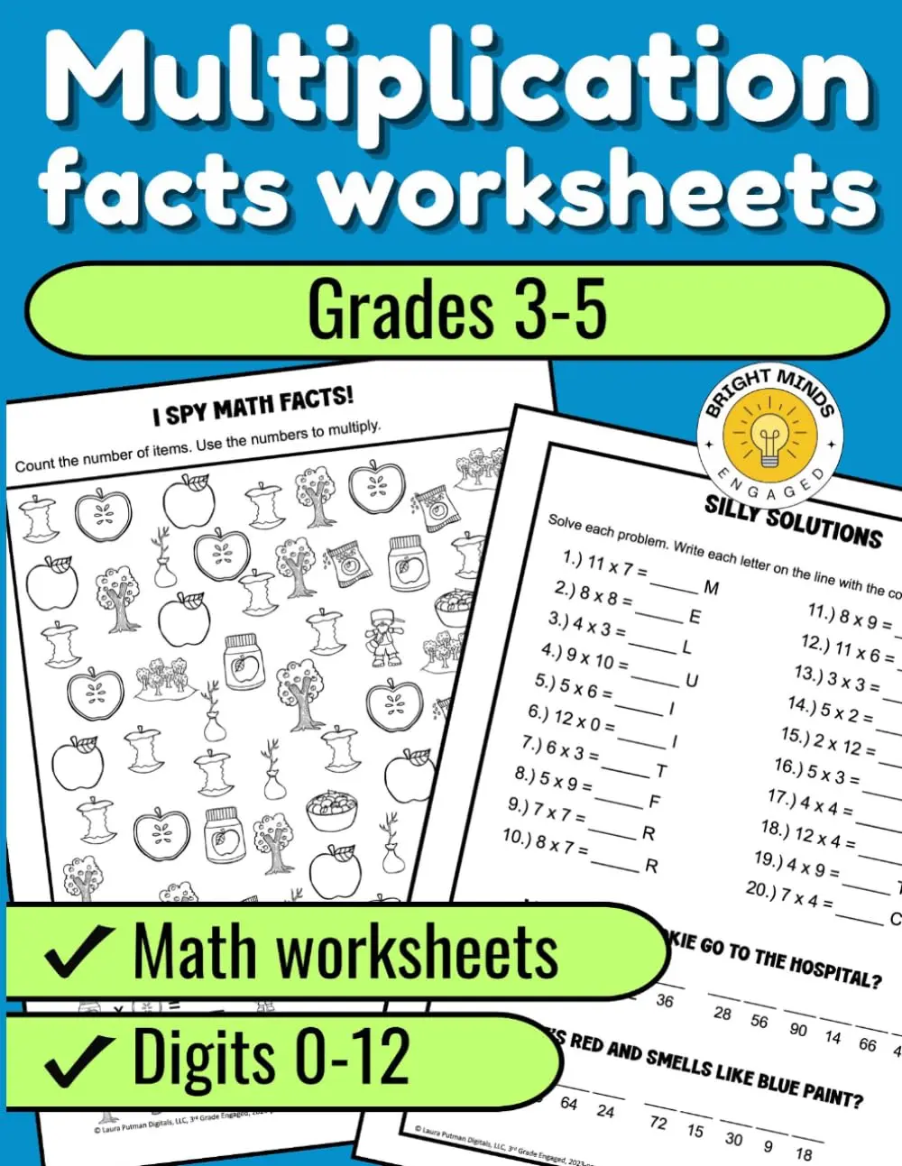 Multiplication Facts Worksheets: Grades 3-5 Digits 0-12 Math Worksheets(Multiplication Facts Practice for Kids)