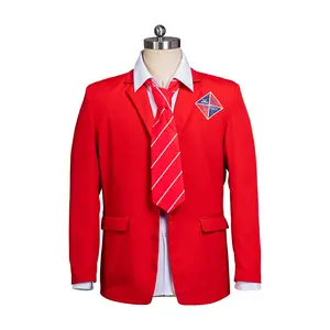 Rebelde Cosplay Costume for Men Red Big Boy High School Uniforms Coat Shirt Necktie Sets Halloween Cos Party Outfits