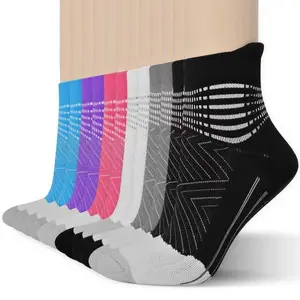 Compression Ankle Support Socks for Women, Moisture Wicking & Cushioned for Athletic Support and Plantar Fasciitis Relief (6 Pairs)