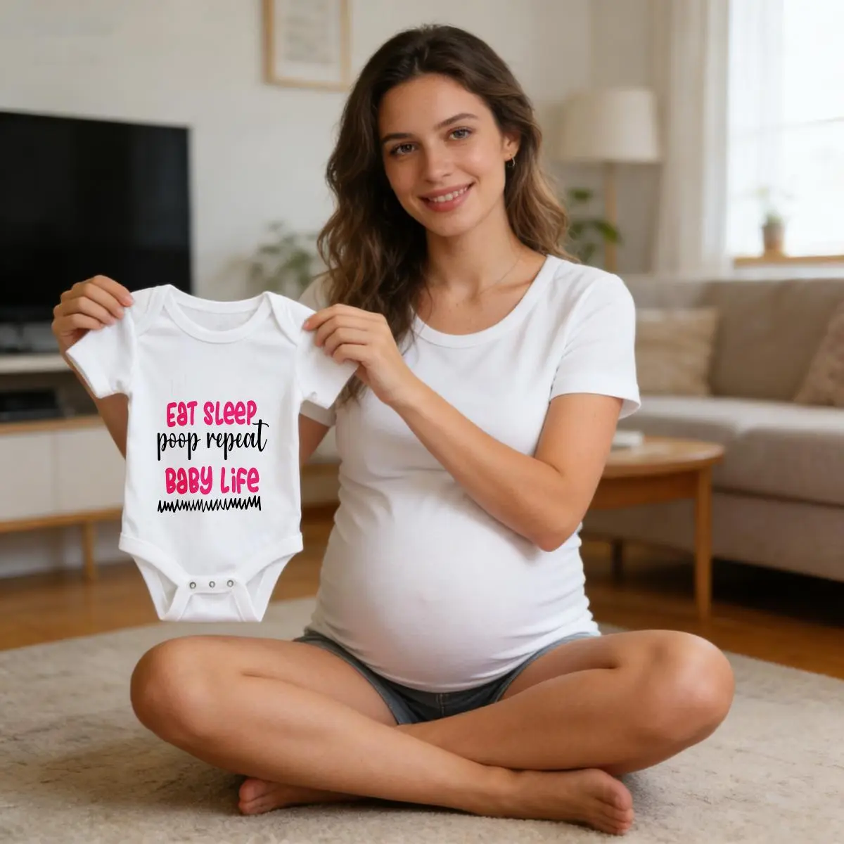 Eat Sleep Poop Repeat Baby Life Baby Short Sleeve Cotton Onesie