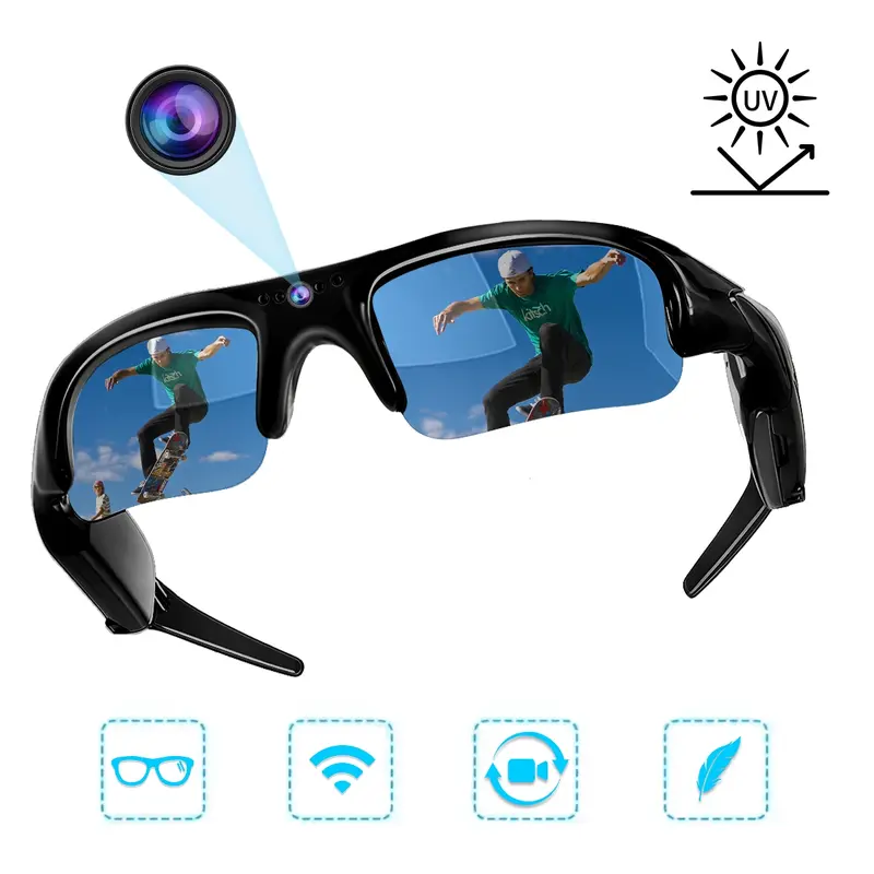 Smart Camera Glasses, 1080P HD Video & Photo Sunglasses With Cameras, Lightweight for Hiking, Fishing, Skiing, Daily Wear & Fashion, Wearable Smart Glasses, Smart Eyewear, Wearable Devices, Glasses That Record, Cameraglasses