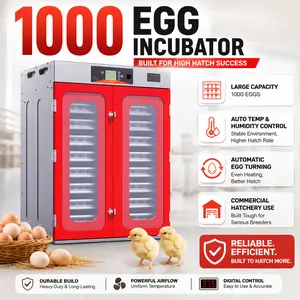 1000 Egg Commercial Cabinet Incubator Large Capacity Digital Poultry Hatcher Automatic Temperature Humidity Control Egg Turning System for Chicken Duck Quail Farm Hatchery Equipment Homesteading Breeder Supplies