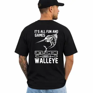 it's all fun and games until some one loses a walleye by azmirhossain t-shirt, Short Sleeve Printed Graphic Shirt, Daily Casual Cotton Menswear