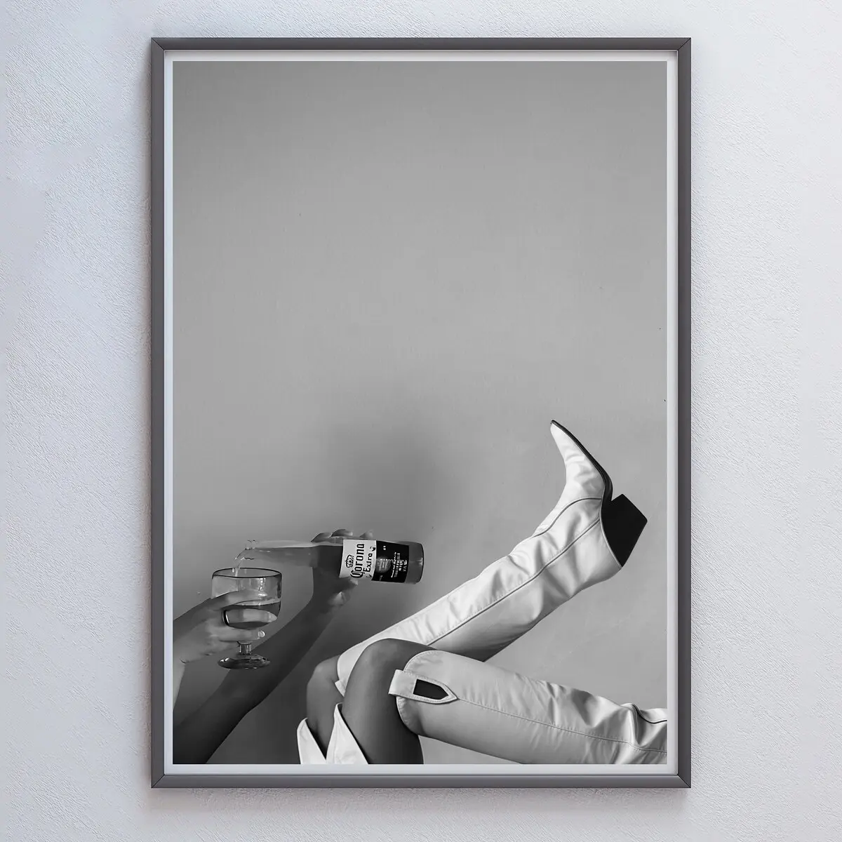 Cowgirl Boots Print, Beer Poster, Black and White, Bar Cart Wall Art, Girly Dorm Room Decor, Bar Wall Art