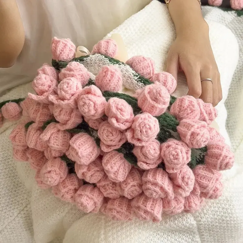 Hand-Woven Rose Bouquet Blanket - Blush Pink, Cozy Texture Shawl, Soft Touch Luxe Lounging Accessory, Valentine's Day Best Friend Gift That Complements Any Outfit