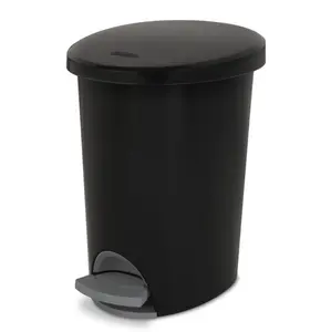 2.6 Gallon Ultra StepOn Trash Can, Plastic, Bathroom, Black Trash Can