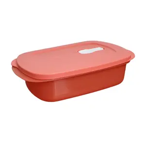 Tupperware CW 4 Cup Rectangle Container - Microwave Safe, BPA-Free, Leak-Resistant, Dishwasher Safe, Orange Food Storage Container