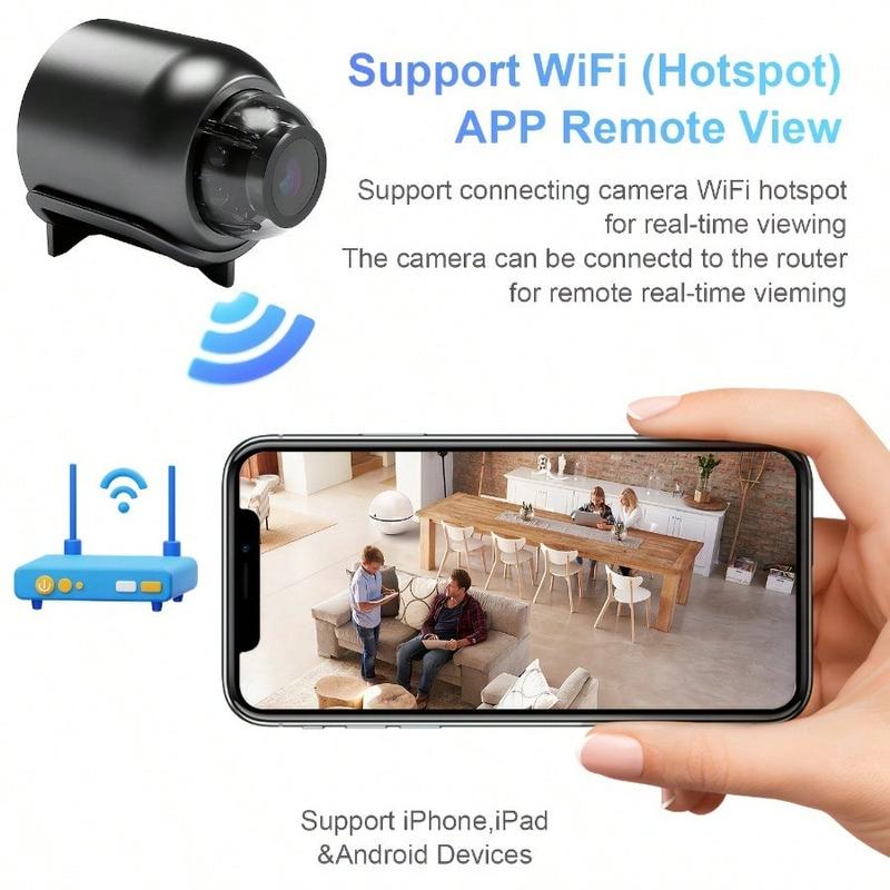 Mini WiFi Camera 1080P HD Night Vision Included Motion Detection Remote Monitoring 160° Wide Angle Micro Baby Monitor for Home Office Store Warehouse (1Pcs)