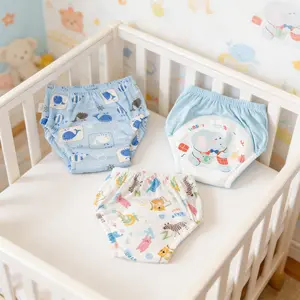 3pcs Baby Diaper Pants, Training Baby Urine Proof Panties, Breathable Mesh Soft Skin-Friendly, Simple Cartoon Design, Washable, Disposable