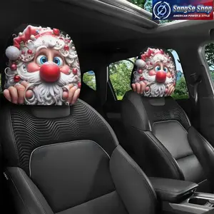 2/4-Pack Fun Christmas Santa Car Headrest Covers, Washable and Universal, Easy to Install Decoration, Relieve Long Driving Fatigue, Car Interior Decoration, Car Accessories, Auto Parts Accessories