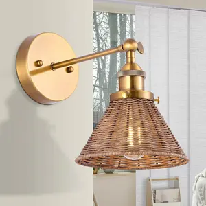 Traditional 1-Light Golden Wall Light Fixture for Bedroom Bathroom Vanity Hallway