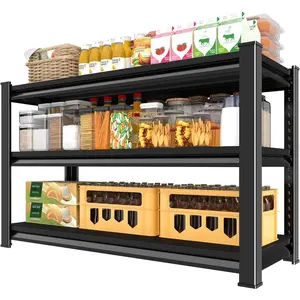 Metal Garage Shelving for Storage - 48'' Wide 1,560 Lbs Heavy Duty 3 Tier Utility Shelves Adjustable - Freestanding Rack Units for Kitchen Pantry Basement - Black 48" W x 16" D x 39" H