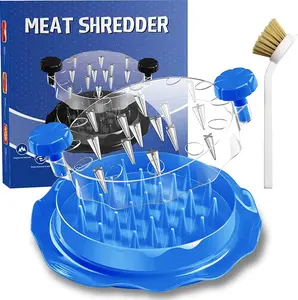 Large Chicken Shredder Tool Twist with Brush – Manual Meat Shredder, Visible Lid, Anti-Slip Base, BPA-Free for Chicken, Pork & Beef