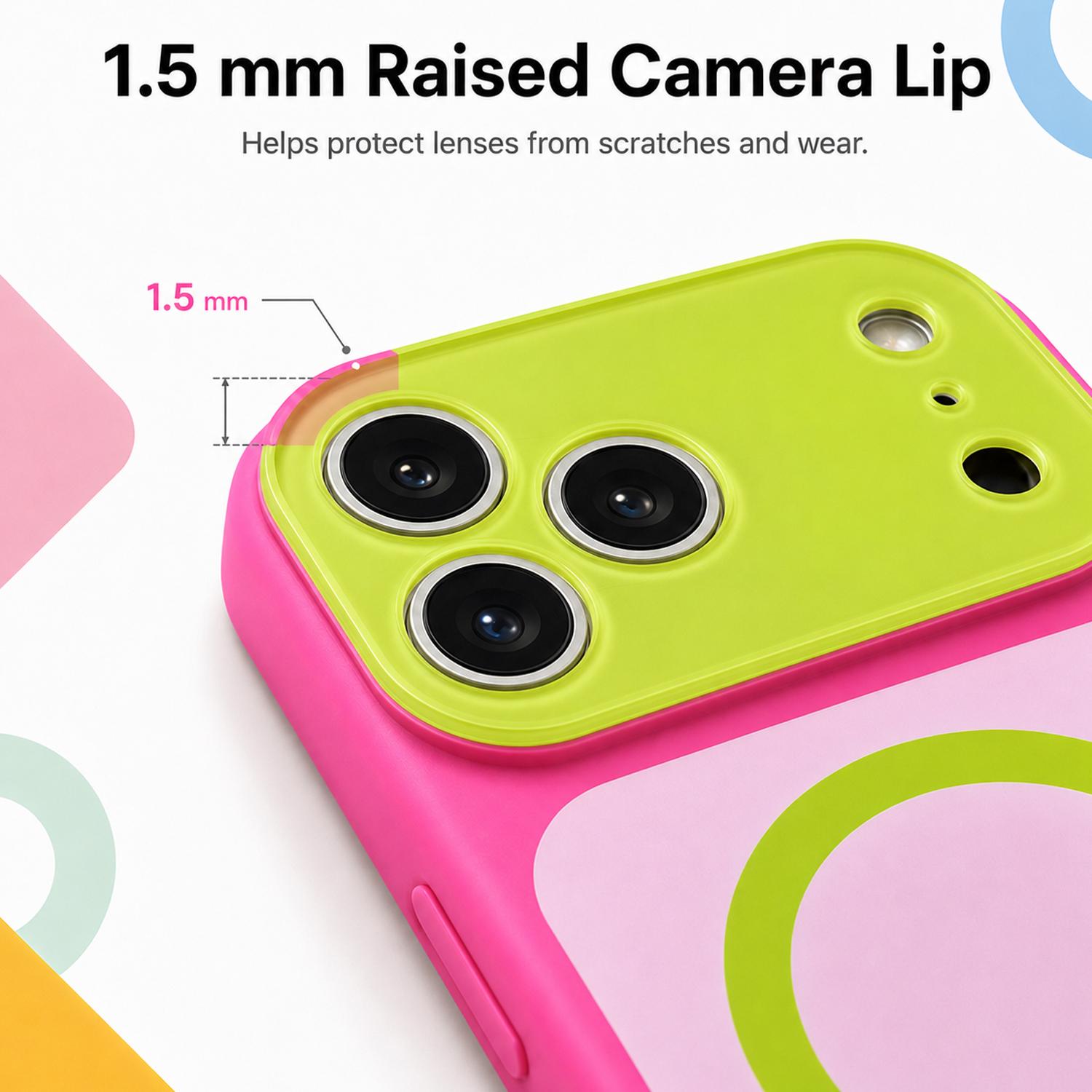 Dopamine Color Block MagSafe iPhone Casing, Shock-Absorbing Bumper, Dustproof Bottom, Dual Lanyard Holes, Wireless Charging Smartphone Case for iPhone 11-17 Pro/Pro Max Handheld Cellphone Devices
