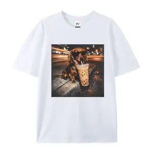 Funny Dachshund Drinking Iced Coffee T-shirt, Vintage Dog Shirt, Wiener Dog Tee, Sausage Dog Unisex Tee, Dog Lover Shirts