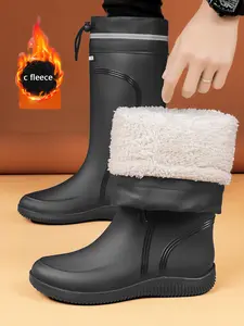 Men's Winter Long Boot Waterproof Anti-Slip Rain Boots, Warm Fleece Lined Design, Outdoor Activities Reliable Protection