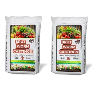 Brut Worm Farms Organic Worm Castings Soil Builder, 30 Pound Bag (2 Pack)