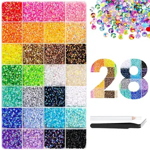 28pcs Resin Rhinestones, 3mm Ab Color Flat Back Jelly Water Drills, DIY Jewelry Making, Nail Art, Phone Decorations, Rhinestone Loose