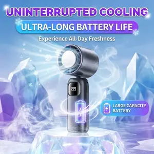 Portable Handheld Fan with Ice Cooling, Adjustable 199 Speeds, USB Rechargeable Long Battery Life, Digital LED Display, Summer Travel Outdoor Use, Multifunctional Fan