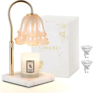 Candle Warmer Lamp with Timer: Flower Candle Warming Lamp with Marble Base Wax Warmer Dimmable Mom Birthday Gift for Grandma