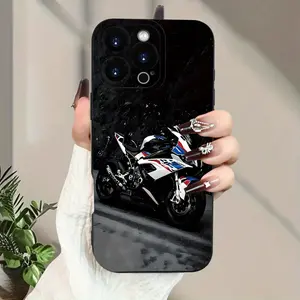 A Cool Blue and White Superbike Pattern Matte Phone Case, Suitable for iPhone 17 Air/16 Plus/15 Pro Max/14 Pro/13/12/11/XS Max/X Phone Case, Ideal Gift for Motorcycle Enthusiasts' Family, Friends, Lovers, Boyfriend, Best Choice for Holiday Gifts MS327