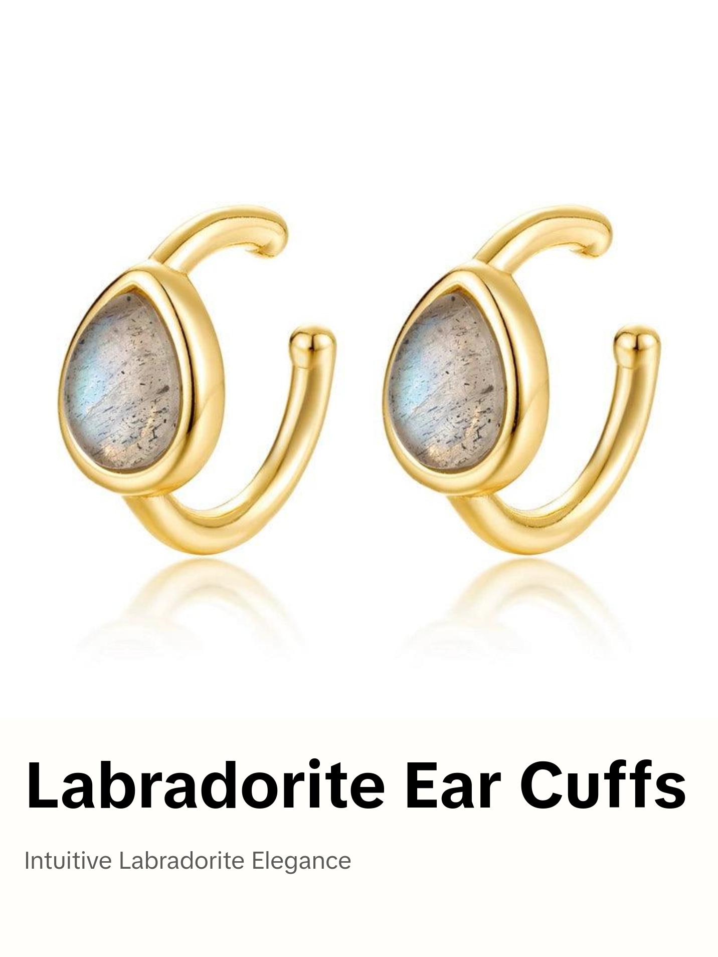 Labradorite Minimalist Ear Cuffs