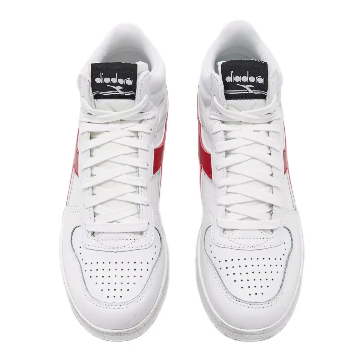 Diadora Men’s Red Leather Sneakers - Classic Footwear for Everyday Wear.