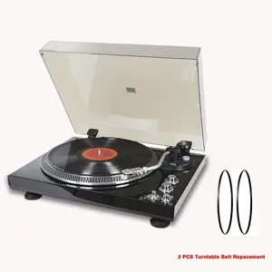 Vintage Belt-Drive Vinyl Record Player, 2-Speed 33/45 RPM with Built-in Preamplifier, RCA Output & Wireless Audio, Black Finish, Comes with 2 Turntable Belts & Replacement Needle Cartridge, Ideal Gift for Halloween, Thanksgiving & Christmas