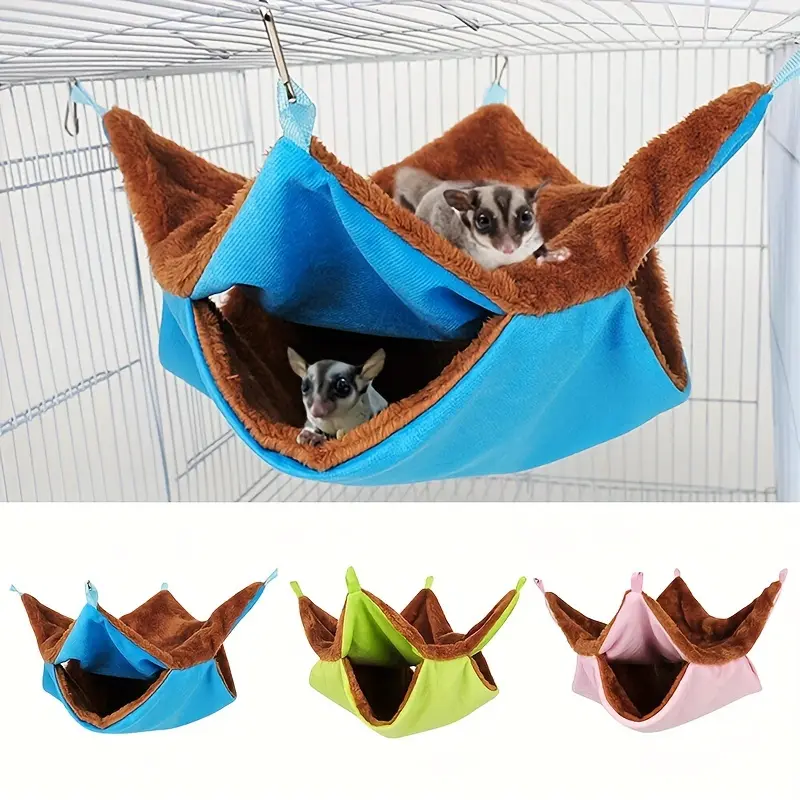 Polyester Detachable Plush Double-Layer Pet Hammock - Small Animal Bedding, All-Seasons Sleeping Spot, Ferret-Friendly Habitat Accessory, Easy to Assemble Clearomizer Compatible